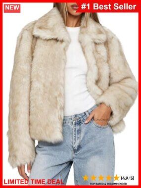 Faux Fur Cropped Shaggy Coat Fluffy Warm Jacket